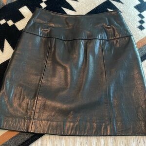 Real black leather skirt